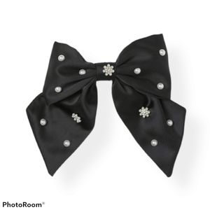 Metal Hair clips with large bow and rhinestone s